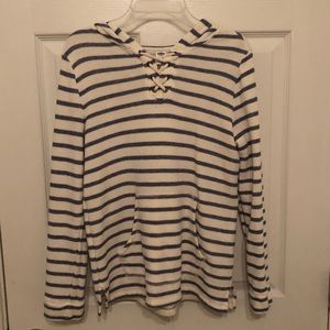 Blue and white striped shirt